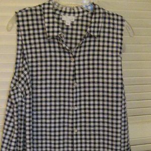 J.Jill Sleeveless Black & White Check Top